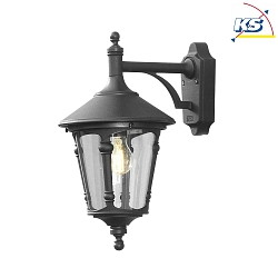 Wandleuchte VIRGO DOWN, E27 max. 100W, Schwarz, Aluminium / Rauch-Acrylglas