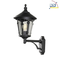 Wall luminaire VIRGO, E27 max. 100W, black aluminium / smoked acrylic glass