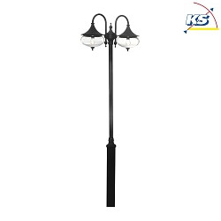 Lamp head LIBRA, 2-flame, 2x E27 max. 100W, black aluminium / clear glass