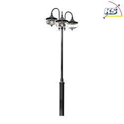 Lamp head LIBRA, 3-flame, 3x E27 max. 100W, black aluminium / clear glass