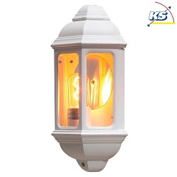 Outdoor wall luminaire CAGLIARI, E27 max. 100W, white aluminium / clear glass