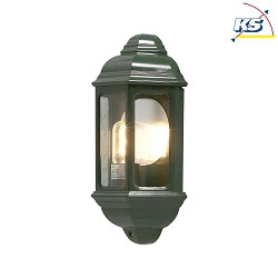 Outdoor wall luminaire CAGLIARI, E27 max. 100W, green, aluminium / clear glass