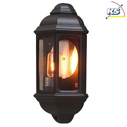 Outdoor wall luminaire CAGLIARI, E27 max. 100W, black aluminium / clear glass