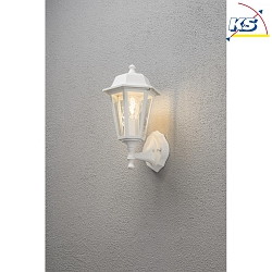 Wall luminaire, 1-flame aufwrts BIG, IP23, E27 max. 60W, E27 max. 60W, white aluminium / clear glass