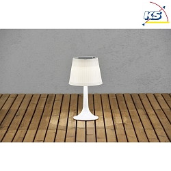 Solar HighPower LED table luminaire ASSISI, IP44, 0.5W 4500K, white plastic base / satined shade