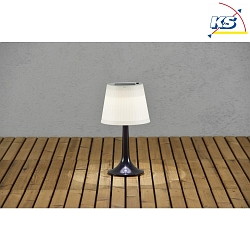 Lampe de table solaire ASSISI avec interrupteur, avec abat-jour IP44, satin, noir 