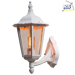 Outdoor wall luminaire FIRENZE UP, E27 max. 100W, white aluminium / clear glass