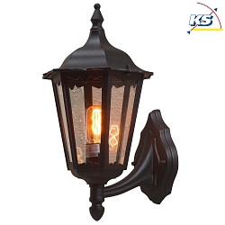Outdoor wall luminaire FIRENZE UP, E27 max. 100W, black aluminium / clear glass