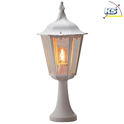 Pedestal light FIRENZE, E27 max. 100W, white aluminium / clear glass