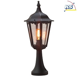 Pedestal light FIRENZE, E27 max. 100W, black aluminium / clear glass