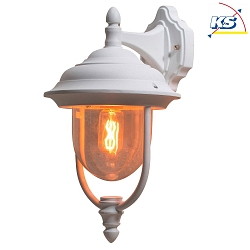 Outdoor wall luminaire PARMA DOWN, E27 max. 75W, white aluminium / clear acrylic glass