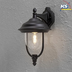Outdoor wall luminaire PARMA DOWN, E27 max. 75W, black aluminium / clear acrylic glass