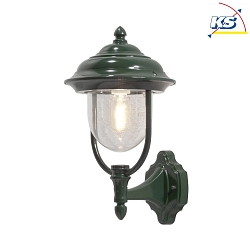 PARMA outdoor wall luminaire UP, E27 max. 75W, green, aluminium / clear acrylic glass