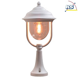 Pedestal light PARMA, E27 max. 75W, white aluminium / clear acrylic glass