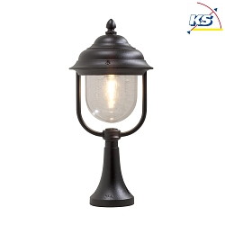 Pedestal light PARMA, E27 max. 75W, black aluminium / clear acrylic glass