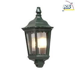 Outdoor wall luminaire FIRENZE, E27 max. 100W, green, aluminium / clear glass