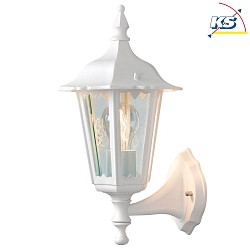 Outdoor wall luminaire FIRENZE UP, E27 max. 60W, white aluminium / clear glass