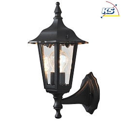 Outdoor wall luminaire FIRENZE UP, E27 max. 60W, black aluminium / clear glass