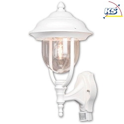Outdoor wall luminaire PARMA with motion detector, E27 max. 75W, white aluminium / clear acrylic glass