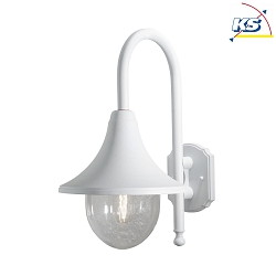 Outdoor wall luminaire BARI, E27 max. 75W, white aluminium / clear acrylic glass