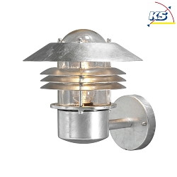 Outdoor wall luminaire MODENA UP MEDIUM, E27 max. 60W, galvanised steel / clear glass