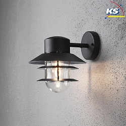Outdoor wall luminaire MODENA DOWN, E27 max. 60W, black aluminium / clear glass