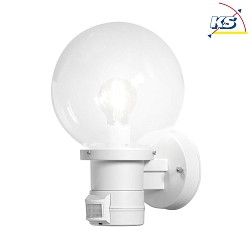Outdoor wall luminaire NEMI with motion detector, E27 max. 60W, white, plastic / clear glass