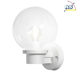 Outdoor wall luminaire NEMI with daylight switch, E27 max. 60W, white, plastic / clear glass