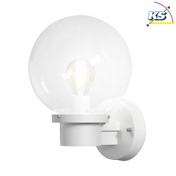 Outdoor wall luminaire NEMI, E27 max. 60W, white, plastic / clear glass
