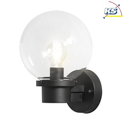 Outdoor wall luminaire NEMI, E27 max. 60W, black, plastic / clear glass