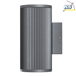 Outdoor wall luminaire SIRACUSA, IP44, Up/Down, 2x GU10 max. 35W, grey, aluminium / clear glass