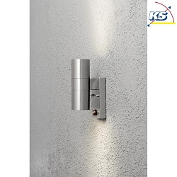Applique da esterno MODENA su / gi, con rilevatore di movimento GU10 IP44, Acciaio inossidabile, trasparente
