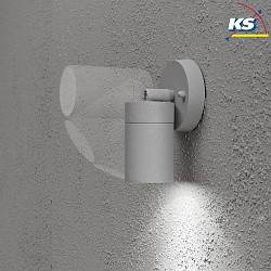 Outdoor wall spot MODENA, swiveling, GU10 max. 7W, cone of light 105, grey, aluminium / clear glass