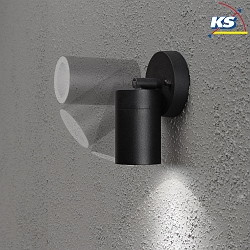 Outdoor wall spot MODENA, swiveling, GU10 max. 7W, cone of light 105, black aluminium / clear glass