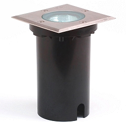 Outdoor in-ground spot, IP65, square cover, 11 x 11cm, GU10 max. 7W, stainless steel 304 / clear glass