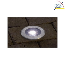 LED solar in-ground spot incl. 2 accus, IP44, 0.06W 6000K 2lm, stainless steel 304 / clear glass