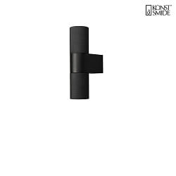 Luminaire mural dextrieur TEMI haut bas, cylindrique GU10 IP54, noir gradable