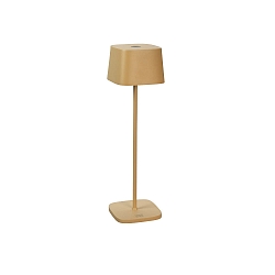 battery table lamp CAPRI USB square IP54, sand coloured dimmable