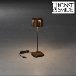 Lampe de table à accu NICE  angulaire, CCT Switch, dimmable IP54, rouille gradable