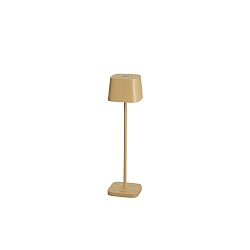 battery table lamp CAPRI MINI USB square IP54, sand coloured dimmable