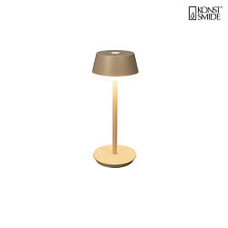 Lampe de table  accu LYON avec connexion USB, CCT Switch, RGB, avec variateur tactile IP54, couleur sable gradable