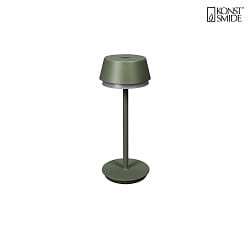 Lampada da tavolo a batteria LYON con connessione USB, CCT Switch, RGB, con dimmer a sfioramento IP54, verde, grigio dimmerabile