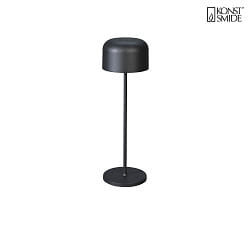 Outdoor LED Akku-Tischleuchte LILLE, IP54, 2200 / 2700K, USB-Ladeschale, dimmbar, schwarz