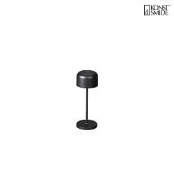 Outdoor LED Akku-Tischleuchte LILLE MINI, IP54, 2200 / 2700K, USB-Ladeschale, dimmbar, schwarz