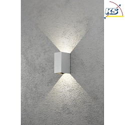 HighPower LED outdoor wall luminaire CREMONA, Up/Down, adjustable beam, 3W 3000K 460lm, silver grey / clear