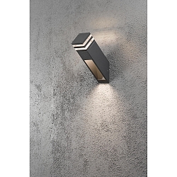 Outdoor HighPower LED wall luminaire MASSA, Up/Down/Side, angular, IP54, 8W 3000K 800lm, anthracite aluminium / clear acrylic