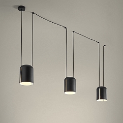 Luci a sospesione ATTIC 3 3-Lampadine E27 IP20, Nero
