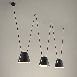Luci a sospesione ATTIC 3 3-Lampadine, conico E27 IP20, Nero