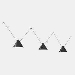 Pendelleuchte SUPER ATTIC 3 BODIES CONIC SHAPE 1250mm E27 15W schwarz