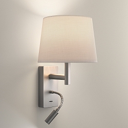 Wandleuchte METRICA SHADE E27 LED 15W, 2700K mit LED Spot 2,1W, ohne Schirm, Nickel Seidenmatt